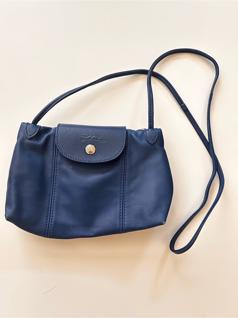 Longchamp Navy Leather Crossbody Bag